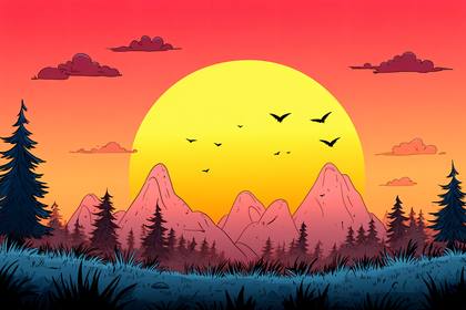 Mountain Sunset Landscape