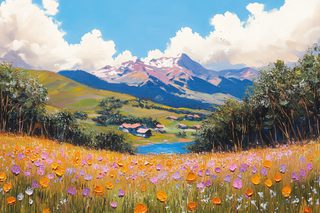 Mountain Valley Floral Landscape