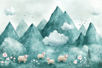 Mountainous Sheep Landscape