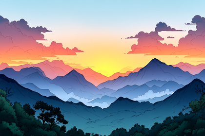 Mountainous Sunset Landscape