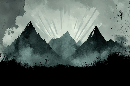 Mountainous Vista with Solemn Cross