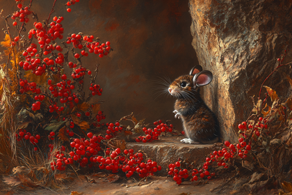 Mouse and Red Berries