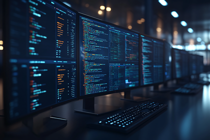 Multiple Monitors Displaying Code