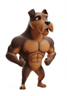 muscular cartoon dog