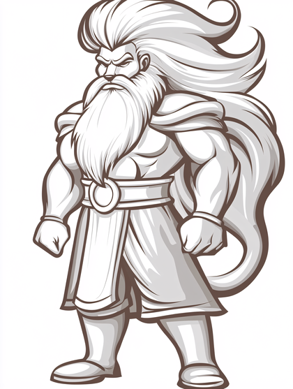 Muscular Bearded Warrior Illustration