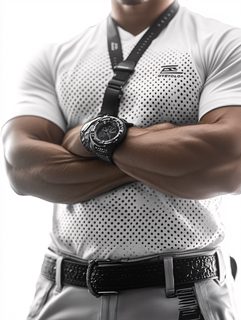 Muscular Man with Crossed Arms Wearing Watch