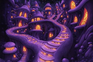 Mushroom City at Night