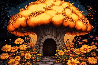 Mushroom House in Bloom