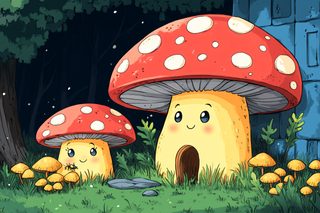 Mushroom House In Forest