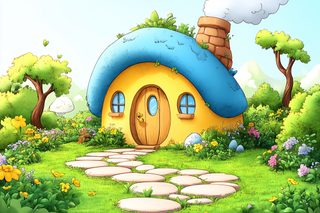 Mushroom House In Garden