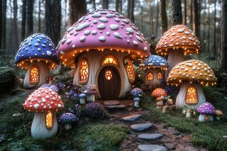 Mushroom Houses in Enchanted Forest