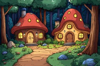Mushroom Houses in Enchanted Forest