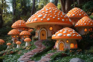 Mushroom Village In Enchanted Forest