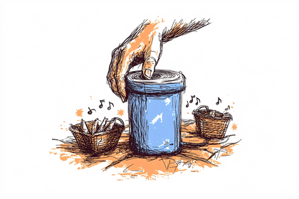 Free Download Musical Hand with Jar and Baskets Illustration