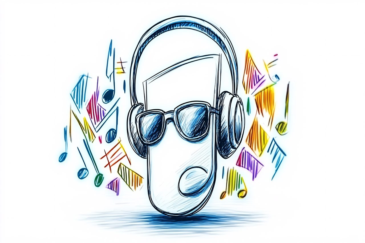 Musical Note with Headphones and Sunglasses