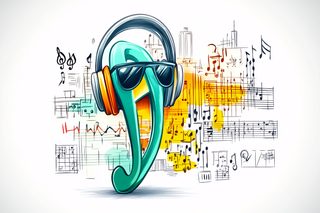 Musical Note with Headphones and Sunglasses