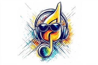 Musical Note with Headphones and Sunglasses