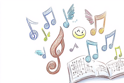 Free Download Whimsical Musical Notes and Sheet Music Illustration