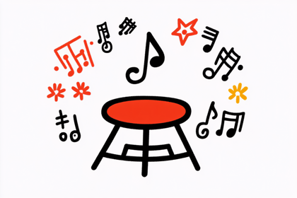 Free Download Musical Stool Illustration with Floating Notes