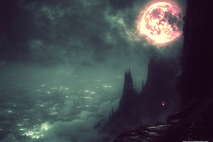 Mysterious Castle In Misty Night