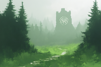 Mysterious Castle in the Misty Forest
