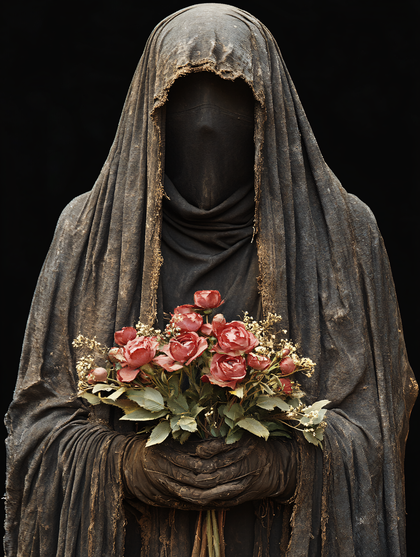 Mysterious Figure Holding Roses