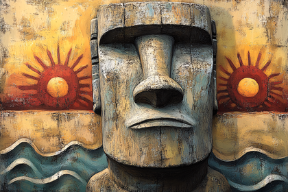 Mystic Moai and Sun Symbols Artwork
