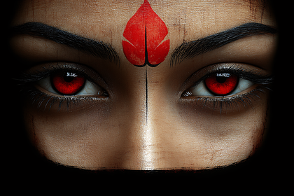 Mystic Red Eyes Bindi Woman