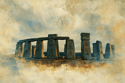 Mystic Stonehenge with Ancient Symbols