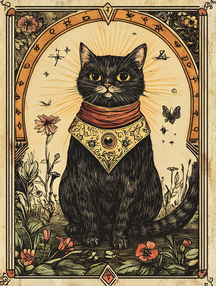 Mystical Black Cat Portrait