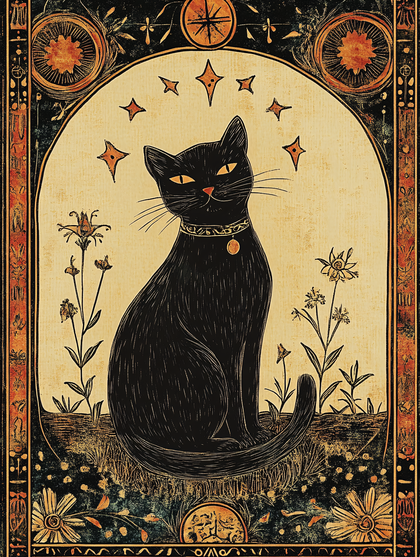 Mystical Black Cat Portrait