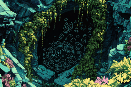 Mystical Cave Entrance with Glowing Symbols