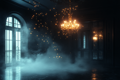 Mystical Chandelier in Dark Room