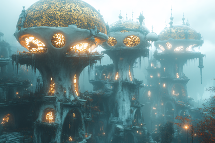 Mystical Cityscape at Dawn