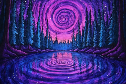 Mystical Forest Galaxy Reflection