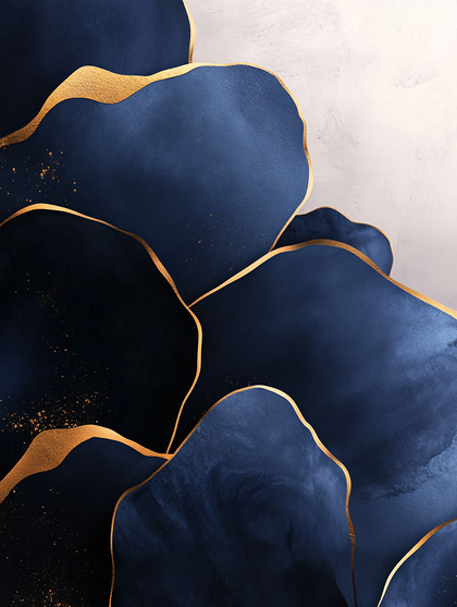 Navy Blue and Gold Abstract Layers