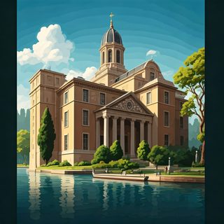 lakeside neoclassical mansion