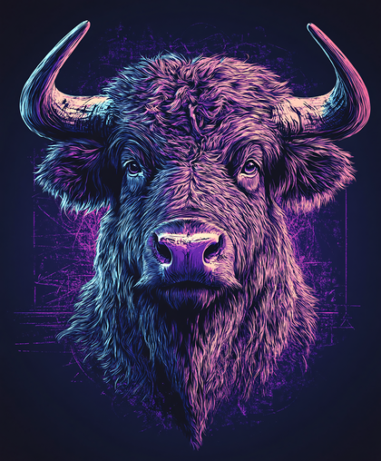 Neon Bison Portrait