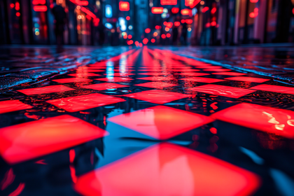 Neon Checkerboard Reflection