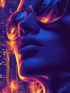 Neon City Reflection Portrait