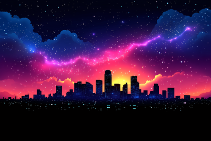 Neon Cityscape at Twilight