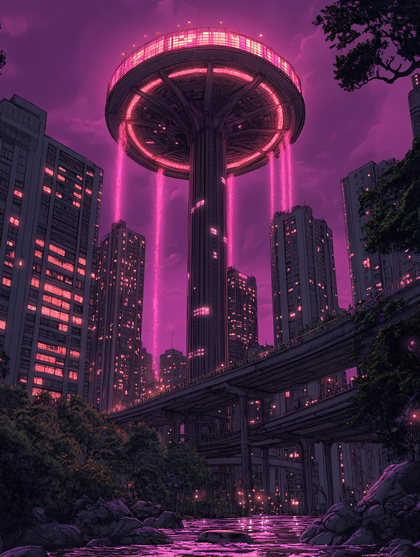 Neon Cityscape Platform