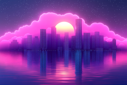 Neon Cityscape Sunset