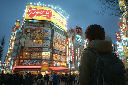 Neon Cityscape with Anime Art