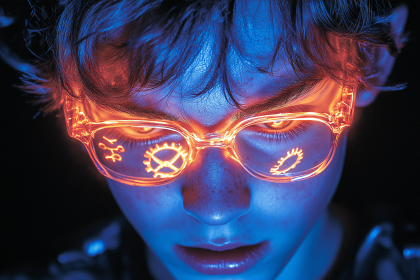 Neon Glasses Reflections