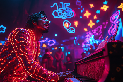 Neon-Lit Musician