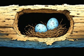 Nest in a Log with Two Eggs