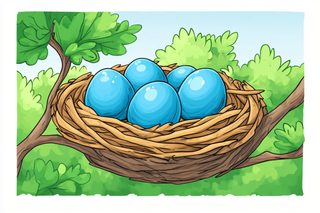 Nest Of Blue Eggs