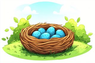 Nest With Blue Eggs