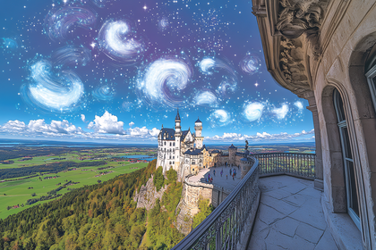 Neuschwanstein Castle Fantasy Sky